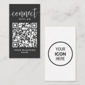 Verbind met ons QR code grijs chique modern minimu Visitekaartje (Voorkant / Achterkant)