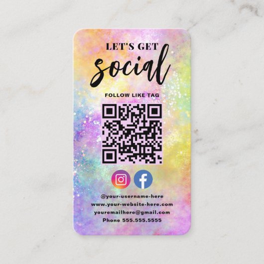 Verbind met ons QR Code Holo Opal Modern Stijlvol Visitekaartje (Voorkant)