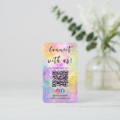 Verbind met ons QR Code Modern Holo Opal Stijlvol Visitekaartje (Staand voorkant)