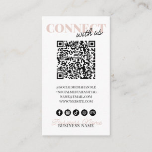 Verbind met ons QR Code Modern Pink Script Company Informatiekaartje