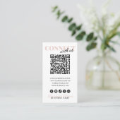 Verbind met ons QR Code Modern Pink Script Company Visitekaartje (Staand voorkant)
