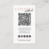 Verbind met ons QR Code Modern Pink Script Company Visitekaartje (Voorkant)