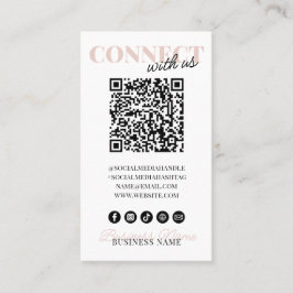 Verbind met ons QR Code Modern Pink Script Company Visitekaartje