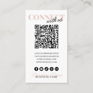 Verbind met ons QR Code Modern Pink Script Company Visitekaartje