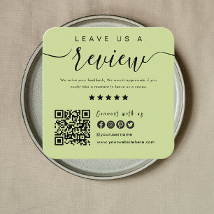 Verbind met ons QR Code Review US Lime Green Vierkante Visitekaartje