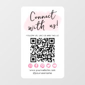 Verbind met ons roze sociale media QR-code modern Raamsticker (Vel)