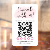 Verbind met ons roze sociale media QR-code modern Raamsticker (Vel 2)