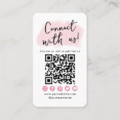 Verbind met ons roze sociale media QR-code modern Visitekaartje (Voorkant)