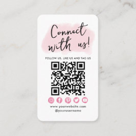 Verbind met ons roze sociale media QR-code modern Visitekaartje