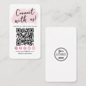 Verbind met ons roze sociale media QR-code modern Visitekaartje (Voorkant / Achterkant)
