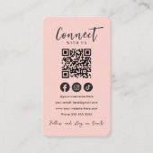 Verbind met ons Social Media Blush Roze QR Code Visitekaartje (Voorkant)
