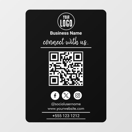 Verbind met ons | Social Media QR Code White Raamsticker (Vel)