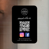 Verbind met ons | Social Media QR Code Zwart Raamsticker