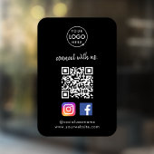 Verbind met ons | Social Media QR Code Zwart Raamsticker