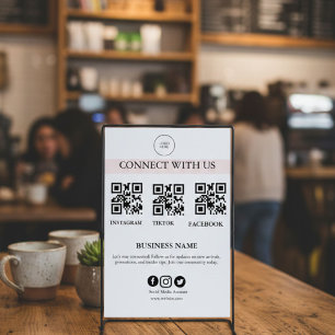 Verbind met ons Social Media-teken   Bewerkbaar be Poster