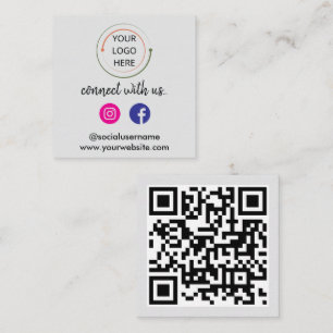 Verbind met ons Sociale Media QR Code Modern Vierkante Visitekaartje