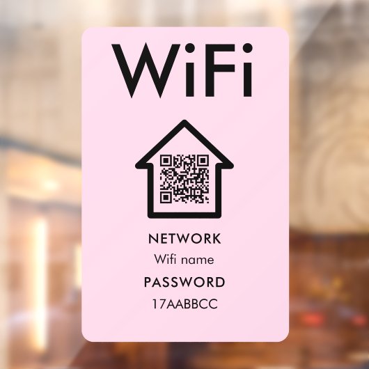 Verbind met wifi | Scan om gastenkamer roze te ver Raamsticker (Vel 2)