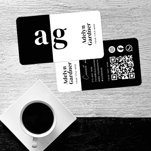 Verbind zwart-wit monogram QR-code Sociale media Visitekaartje