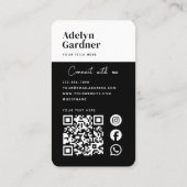 Verbind zwart-wit monogram QR-code Sociale media Visitekaartje (Achterkant)