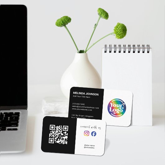 Verbind zwart-wit QR Code Logo Social Media Visitekaartje