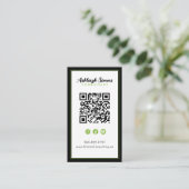 Verbinden op Social Media Zwart Rand Groene Keylin Visitekaartje (Staand voorkant)