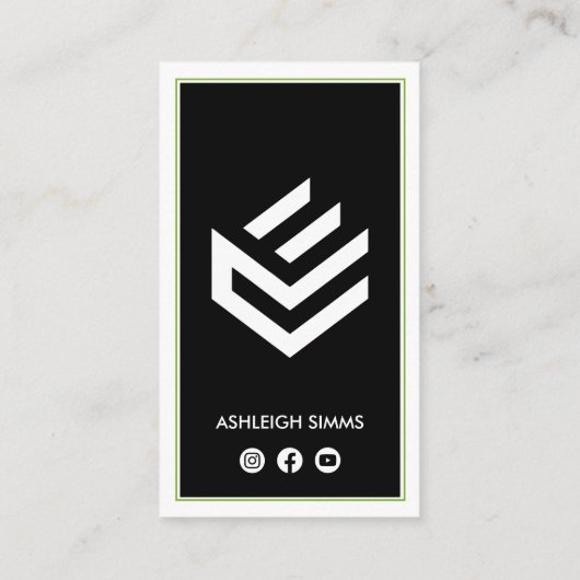 Verbinden op Social Media Zwart Rand Groene Keylin Visitekaartje (Achterkant)