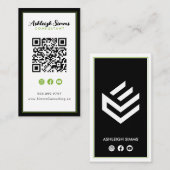 Verbinden op Social Media Zwart Rand Groene Keylin Visitekaartje (Voorkant / Achterkant)