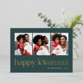 Verbinding | 3 Foto Kwanzaa Folie Feestdagenkaart (Staand Voorkant)