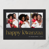 Verbinding | 3 Foto Kwanzaa Folie Feestdagenkaart (Voorkant)