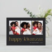 Verbinding | 3 Foto Kwanzaa Folie Feestdagenkaart (Staand Voorkant)