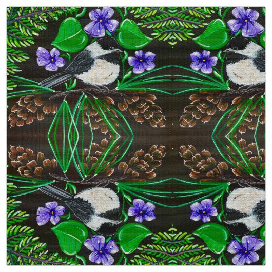 Verbinding Chickadee en Violets Fabric Stof (Swatch)