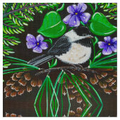 Verbinding Chickadee en Violets Fabric Stof (Close Up)