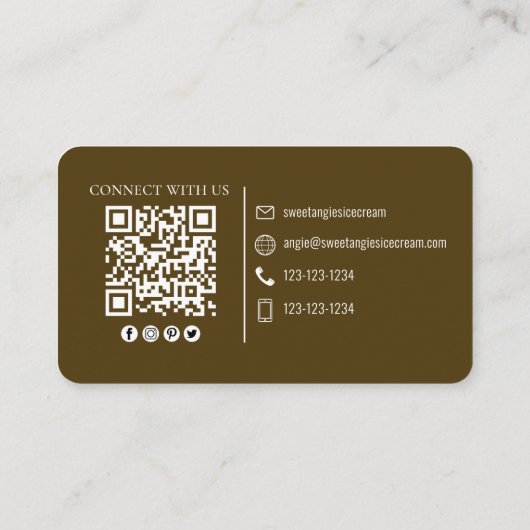 Verbinding maken met mij | QR-code Eenvoudig ijsje Visitekaartje (Achterkant)