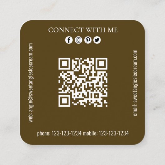 Verbinding maken met mij | QR-code Eenvoudige bakk Vierkante Visitekaartje (Achterkant)