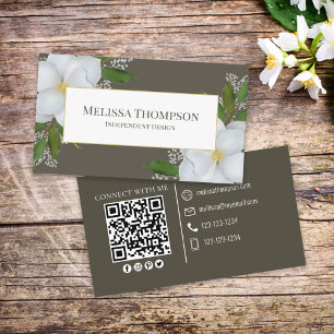 Verbinding maken met mij QR-code "Floral Foliage Visitekaartje