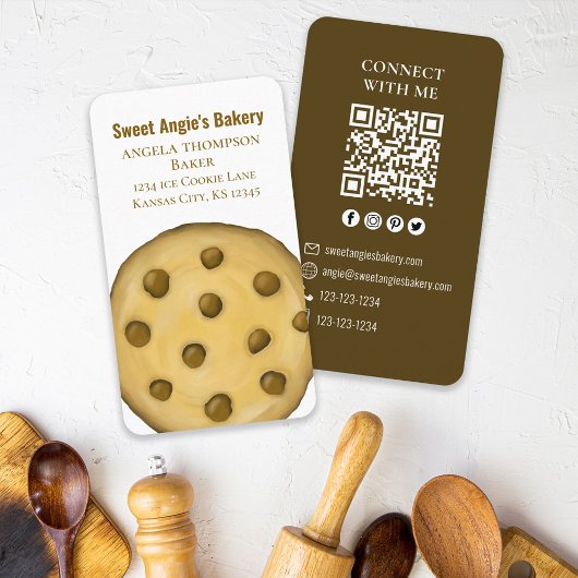 Verbinding maken met mij | QR Code Simple Bakery C Visitekaartje
