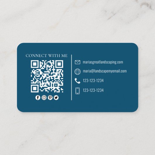 Verbinding maken met mij | QR Code Simple Blue Mod Visitekaartje (Achterkant)