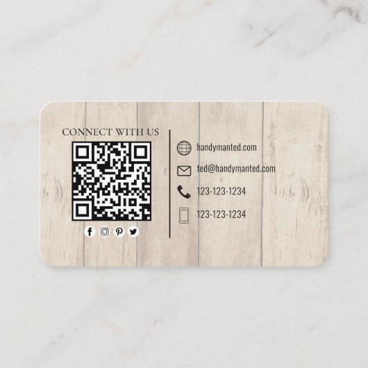 Verbinding maken met mij | QR Code Simple Wood Too Visitekaartje (Achterkant)