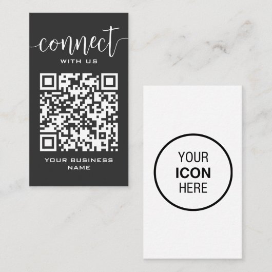 Verbinding maken met ons QR-code donkergrijs Moder Visitekaartje (Voorkant / Achterkant)
