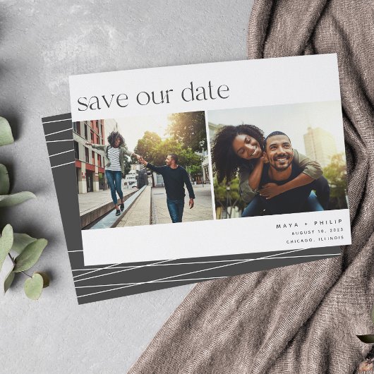 Verbinding | Moderne Casual foto twee Save The Date