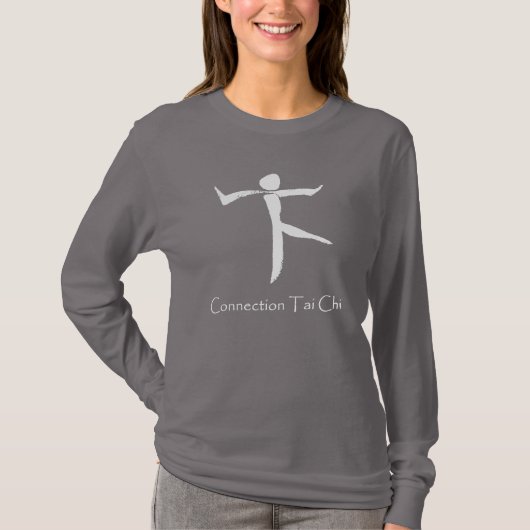 Verbinding Tai Chi Vrouwen Lange Mouw Witte Logo T-shirt (Voorkant)