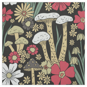 Verbinding van rode en groene paddenstoelen en blo stof