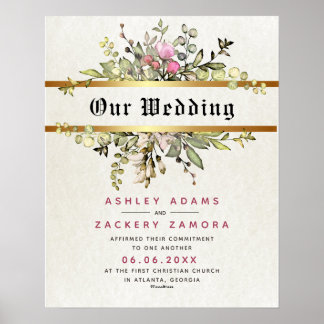 Verbindingscertificaat volgens Floral Banner Weddi Poster