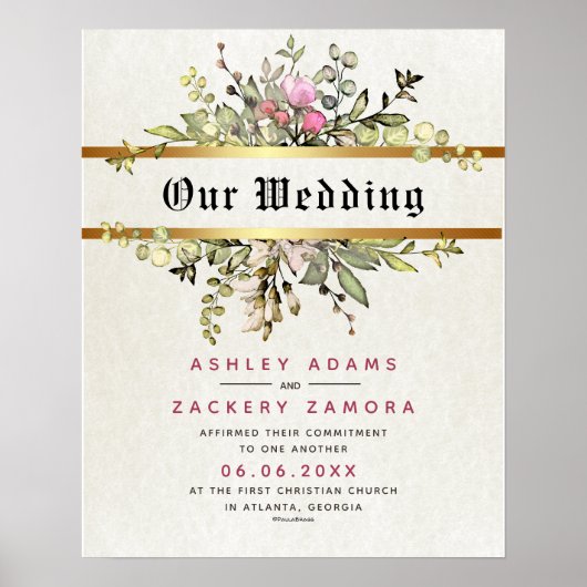 Verbindingscertificaat volgens Floral Banner Weddi Poster (Voorkant)