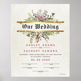 Verbindingscertificaat volgens Floral Banner Weddi Poster