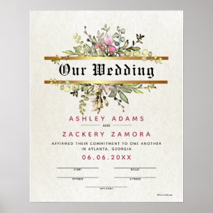Verbindingscertificaat volgens Floral Banner Weddi Poster