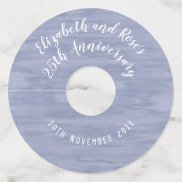 Verbleekt Blauw Jubileum Papier Wijnglas Labels