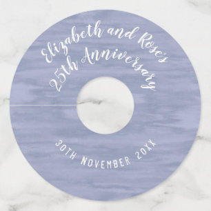 Verbleekt Blauw Jubileum Papier Wijnglas Labels