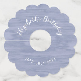 Verbleekt Blauw Verjaardagspapier Wijnglas Labels