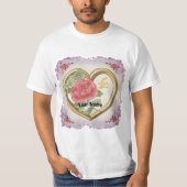 Verbleekt Roos Bevel Hart t-shirts (Voorkant)